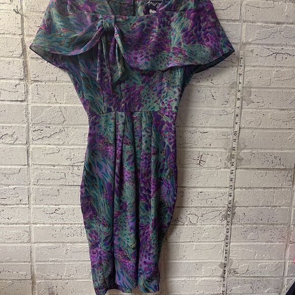 APRIL RAIN 80s does 30s Vintage Flowy Art Deco Midi Dress 4 - Picture 1 of 12